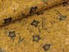 Jersey Folienprint Blumen altgold auf ocker meliert