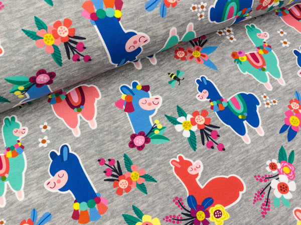 Reststück 15cm - Hamburger Liebe Baumwolljersey Lamaka Allover mittelgrau meliert