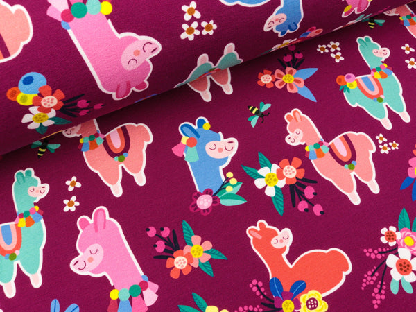 Reststück 13cm - Hamburger Liebe Baumwollsweat Lamaka Allover ciclamino