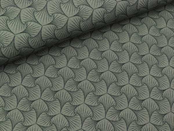 Viskose French Terry Leaves grau-schwarz by Bienvenido Colorido