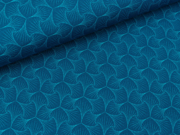 Viskose French Terry Leaves petrol-türkis by Bienvenido Colorido