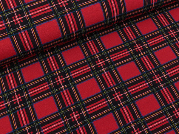 Baumwolljersey Aberdeen rot-schwarz kariert