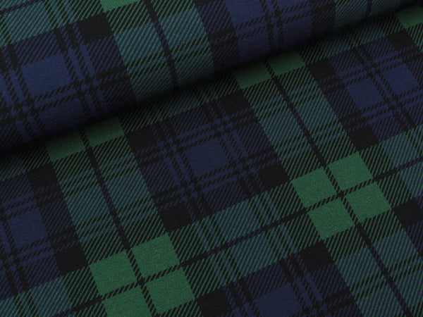 French Terry Dundee dunkelgrün-dunkelblau kariert