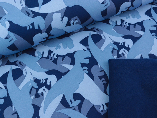 Reststück 33cm - NANO Softshell Sheldon Dinosaurier auf Dunkelblau