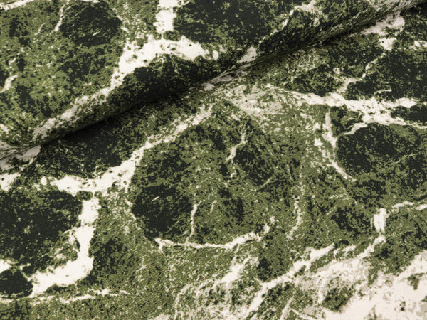 French Terry Jette Marmor oliv-weiß