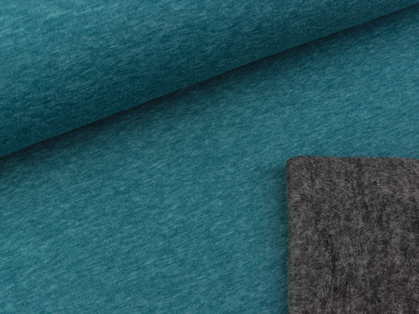 Reststück 13cm - Alpenfleece Alfons petrol meliert uni
