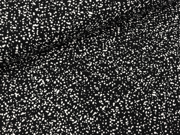 Viskosejersey Weiße Minipünktchen auf Schwarz