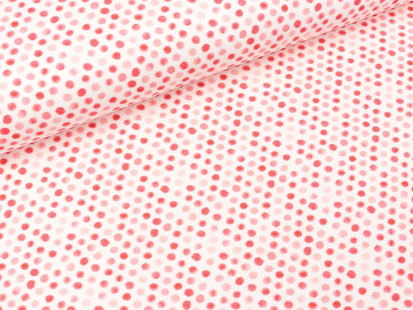 Baumwolljersey Ocean Breeze Dotties hellrot auf Weiß