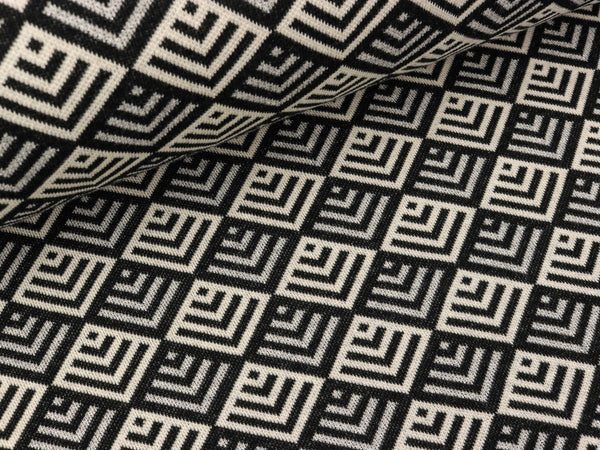 Reststück 36cm - Hamburger Liebe Jacquard Sparkle Tiles schwarz-meringa-silber