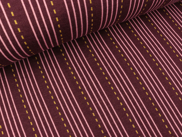 Reststück 56cm - Hamburger Liebe Jacquard Sparkle Lines bordeaux-rosa scuro-senf-gold