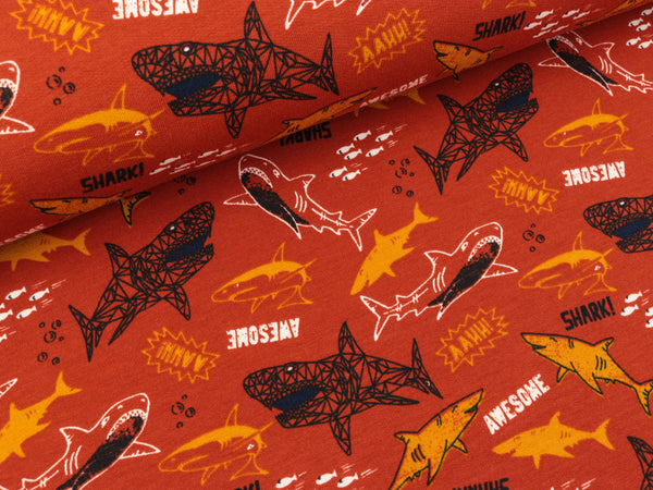 French Terry Awesome Shark rost