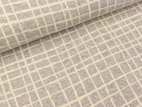 Reststück 42cm - Hamburger Liebe Jacquard Life Loves You Grid mittelgrau meliert-meringa