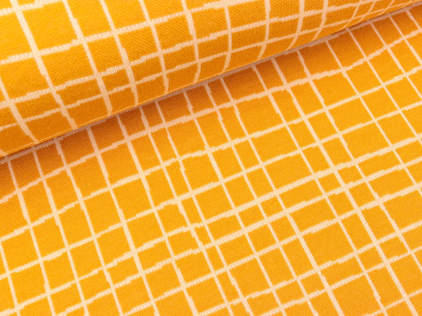 Reststück 63cm - Hamburger Liebe Jacquard Life Loves You Grid curry-meringa