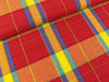 Baumwollwebware Madras Checks rot-lila-orange-gelb-türkis kariert