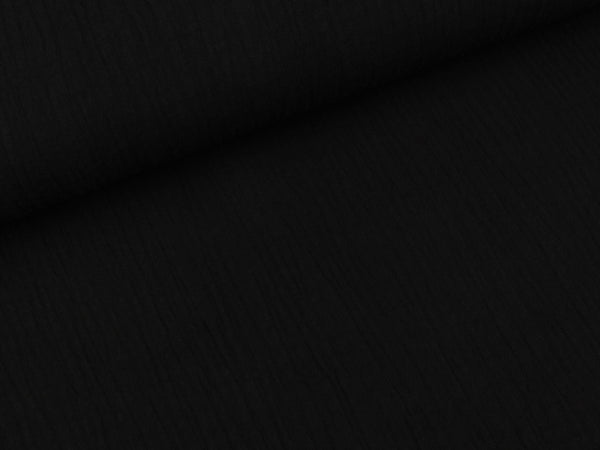 Baumwoll Double Gauze Jenke schwarz uni