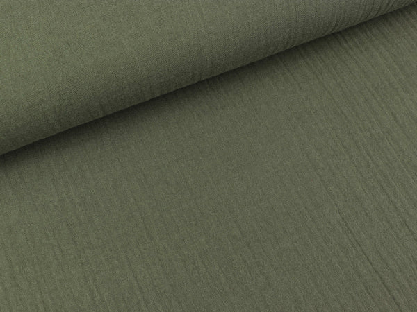 Baumwoll Double Gauze Jenke khaki uni