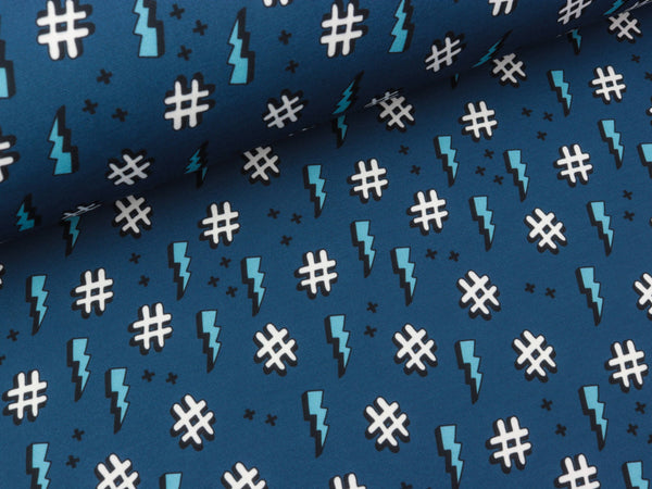 Reststück 37cm - Albstoffe SHIELD PRO Jersey Hashtag atlantic