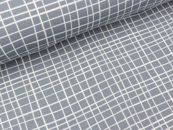 Reststück 57cm - Albstoffe SHIELD PRO Jersey Grid grau-weiß