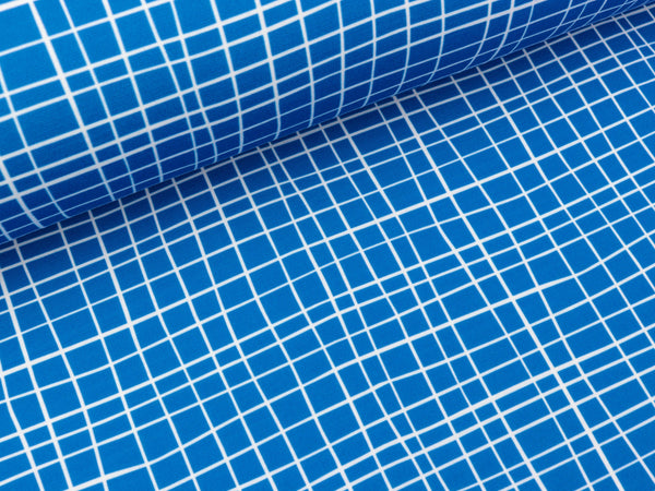 Reststück 28cm - Albstoffe SHIELD PRO Jersey Grid bluette-weiß