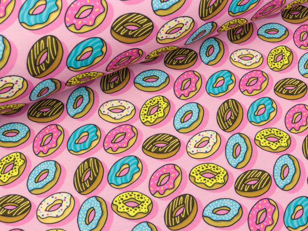 Reststück 44cm - Albstoffe SHIELD PRO Jersey Kids OMG Donuts rosa-bunt