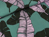 Reststück 148cm - Viskosestoff Tropical Bird Federn rosa-khaki auf Kiefergrün by Thorsten Berger