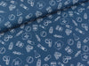 Baumwoll Webware Toni Medizinische Symbole weiß auf Jeansblau