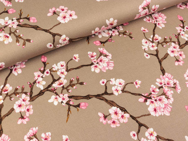 Stretch Viskosestoff Rosella Cherry Blossom beige