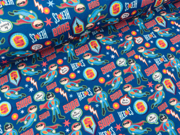 Reststück 34cm - Albstoffe SHIELD PRO Kids Jersey Supahero bluette