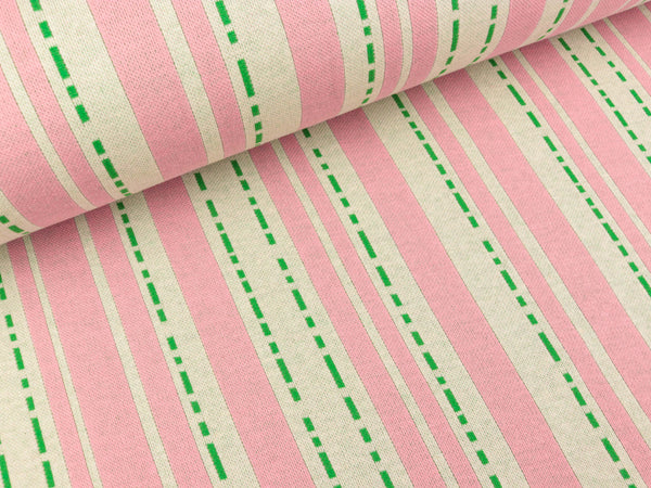 Reststück 80cm - Hamburger Liebe Jacquard Bloom Pin Stripes rosa scuro-weiß-verde erba