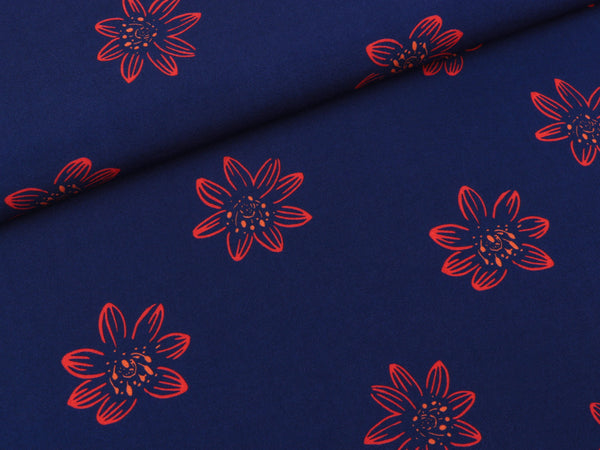 Viskosestoff Henrik Blumen auf Dunkelblau