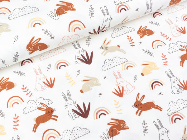 Baumwolljersey Rabbit weiß-bunt