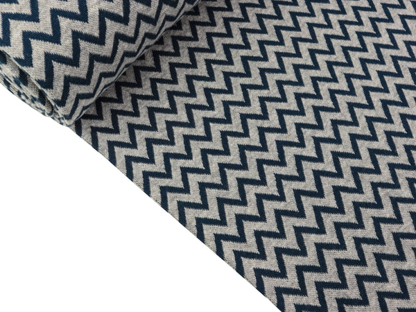 Glatte Bündchenware Karla Chevron dunkelblau - hellgrau meliert Schlauchware