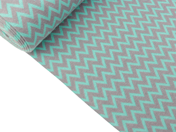 Glatte Bündchenware Karla Chevron mint - grau Schlauchware