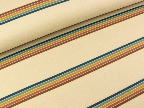 French Terry Hedda Streifen bunt auf Hellbeige