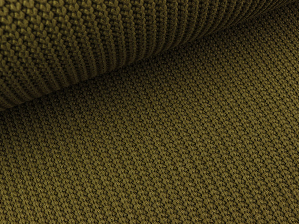 Strickstoff Grobstrick gerippt khaki uni