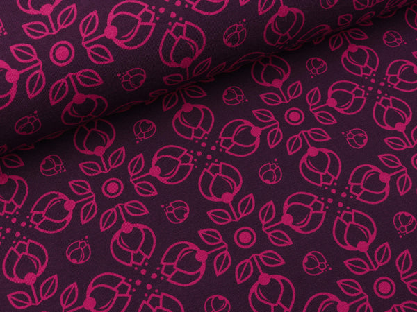 French Terry Pretty Bloom erika-violett by Lycklig Design