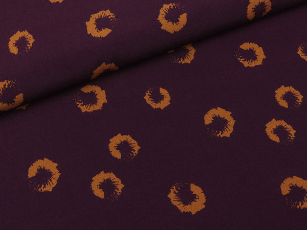 Viskosestoff Scala Blumen ocker auf Violett