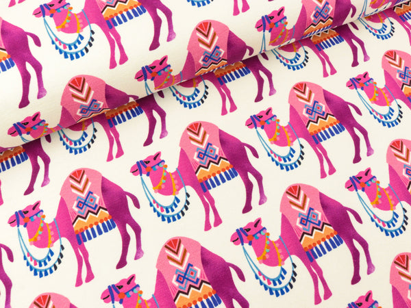 Reststück 33cm - Hamburger Liebe Baumwollsweat Orient Oxident Camel Ride meringa-ciclamino-bunt