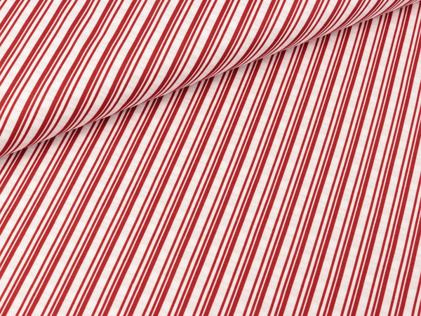 Baumwoll Webware Nordpol Streifen diagonal rot-weiß