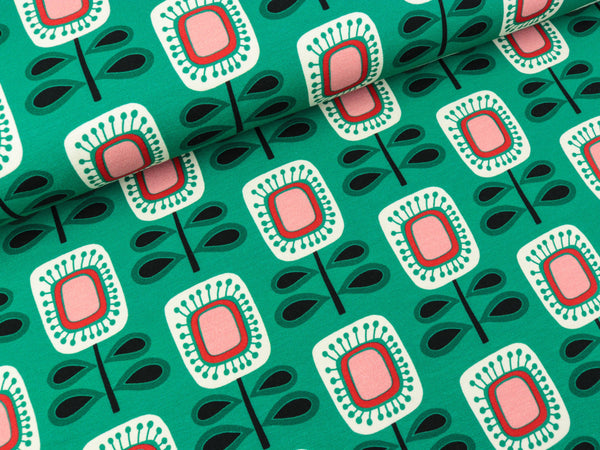 Reststück 10cm - Hamburger Liebe Baumwolljersey Sweet Home Annas House caraibi-bunt