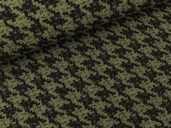 Bengaline Jacquard Hahnentrittmuster medium schwarz-khaki