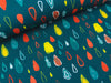 Softshell Print Raindrops bunt auf Petrol