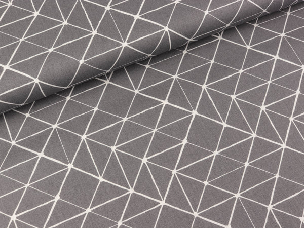 Baumwoll Webware Kurt Linien weiß auf Dunkelgrau