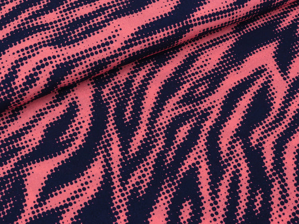 Reststück 59cm - Viskosestoff Tiger Dots dunkelblau-rouge by Thorsten Berger