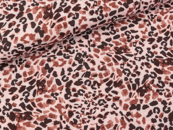 Viskosestoff Chally Leoprint bunt auf Nude
