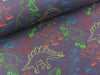 Reststück 34cm - Softshell Fiete Bunte Dinosaurier auf Dunkelgrau