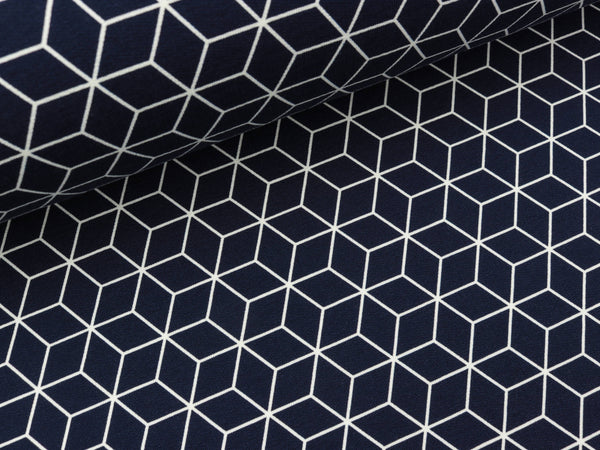 Reststück 9cm - Hamburger Liebe Baumwollsweat Sakura Asanoha blue navy-meringa