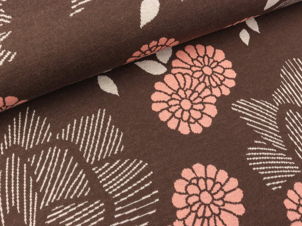 Hamburger Liebe 3 Farb-Jacquardjersey Sakura Yukata braun-nude-winterweiß