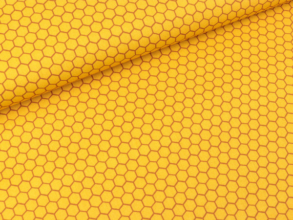 Baumwoll Webware Kim Wabenmuster ocker auf Senfgelb