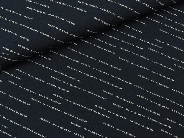 Reststück 20cm - Viskose Webware But first Coffee tiefblau by Lila-Lotta